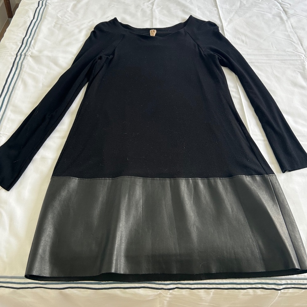 Hipster knit and faux leather dress